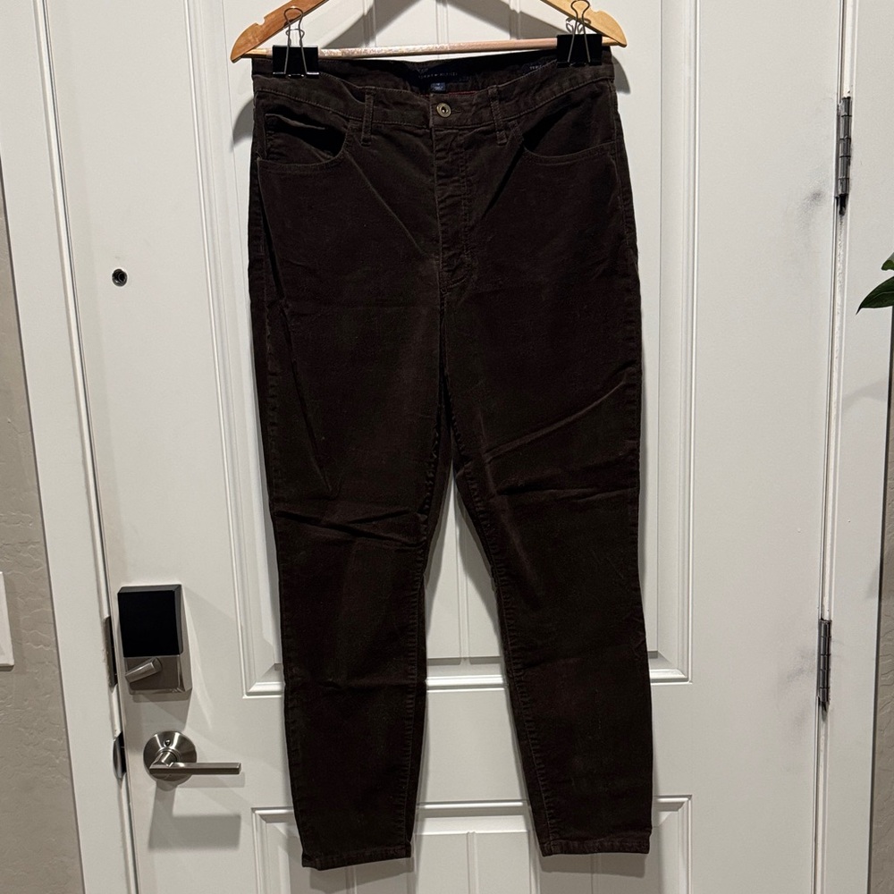 Tommy Hilfiger Women's Dark Brown Skinny Corduroy Pants